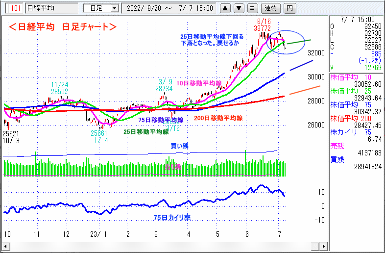 日経平均　日足チャート